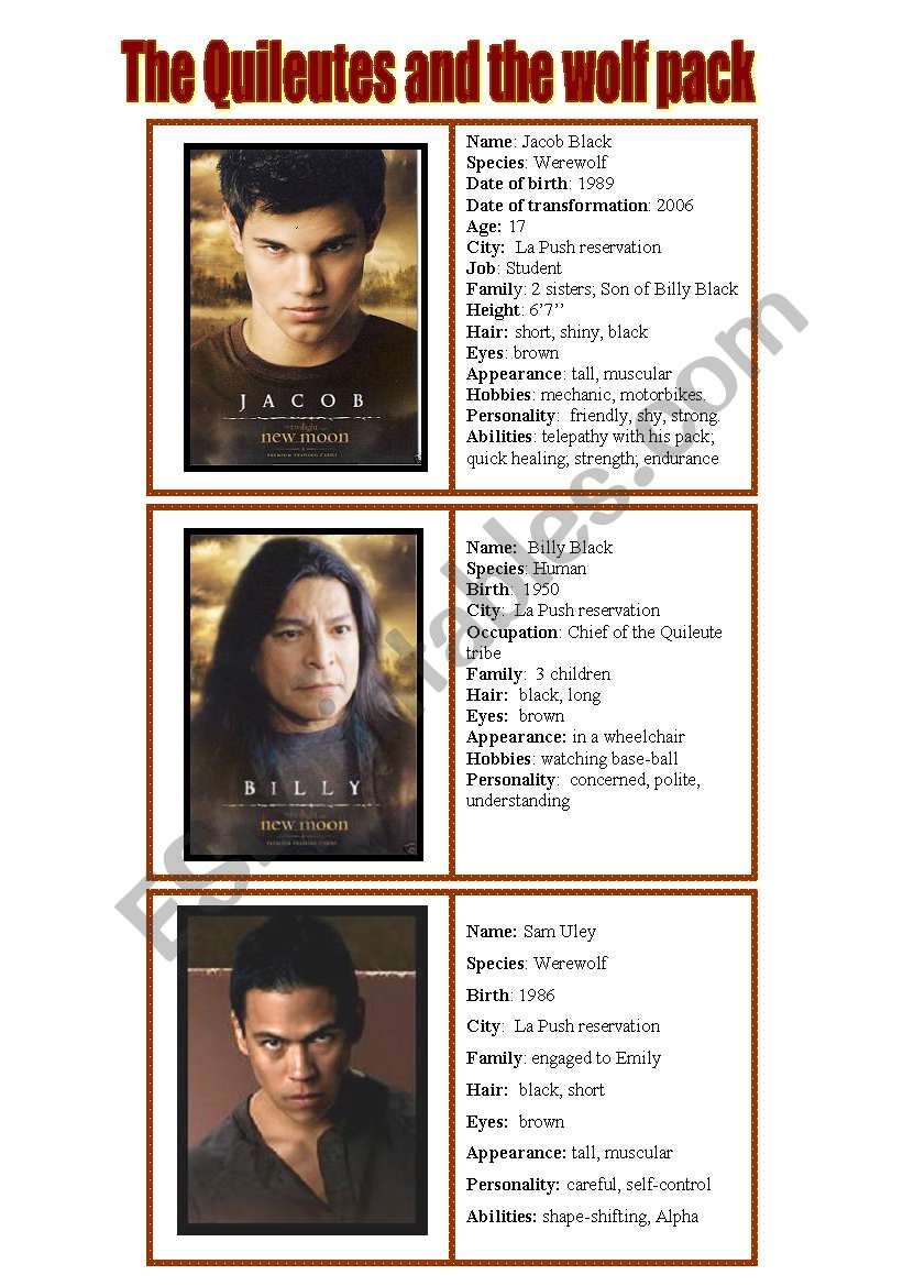 New moon characters  - speaking cards 3/5