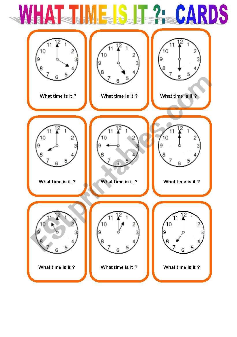 WHT TIME IS IT CARDS worksheet