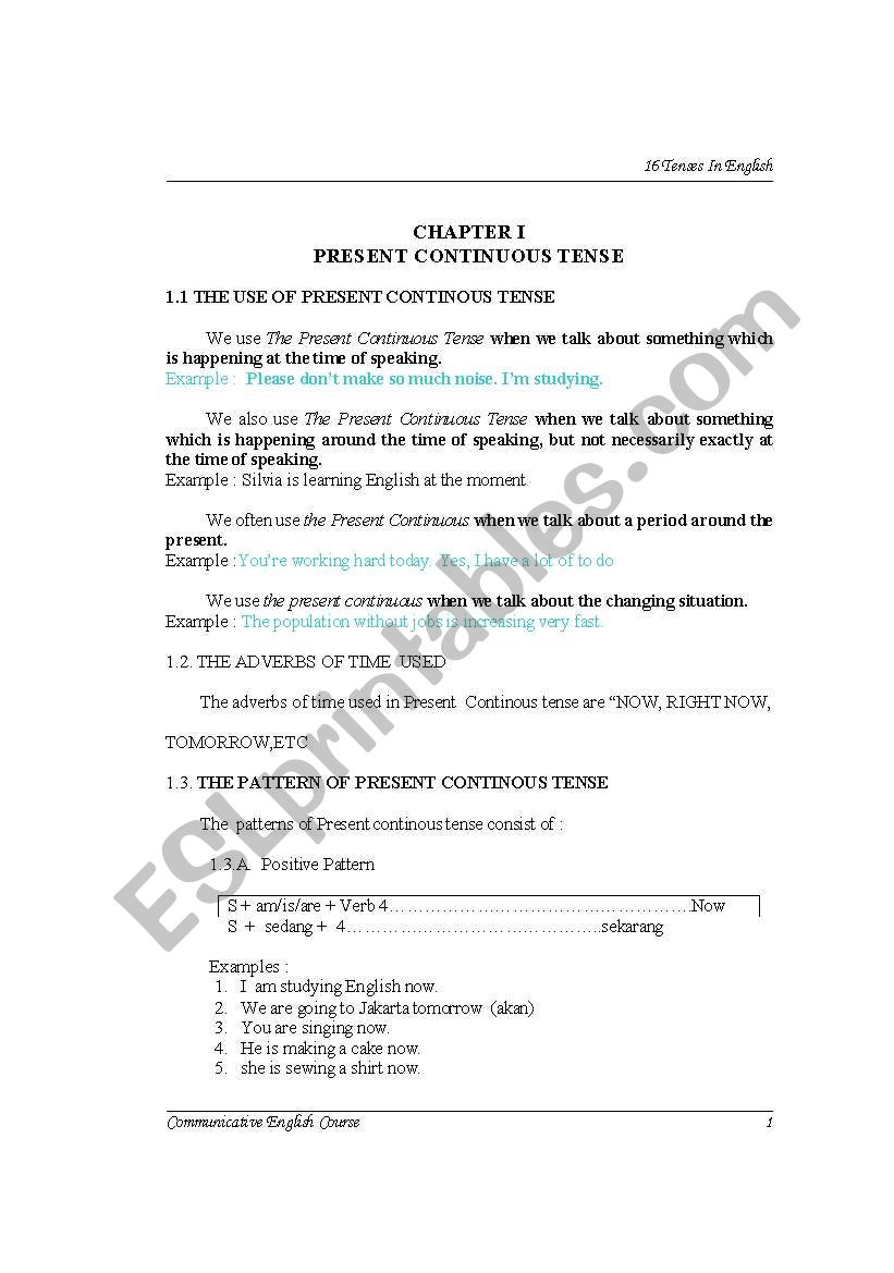 tenses worksheet