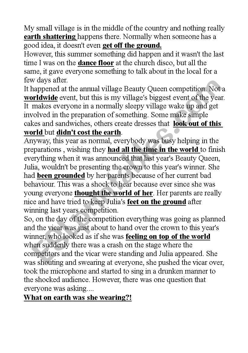 Idioms with ´EARTH´ or similar Idioms with ´EARTH´ or similar