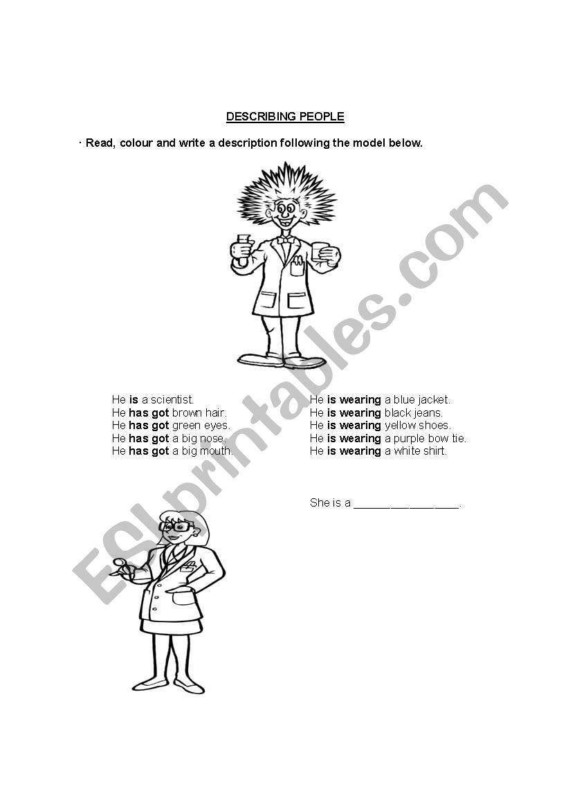 Describing people worksheet