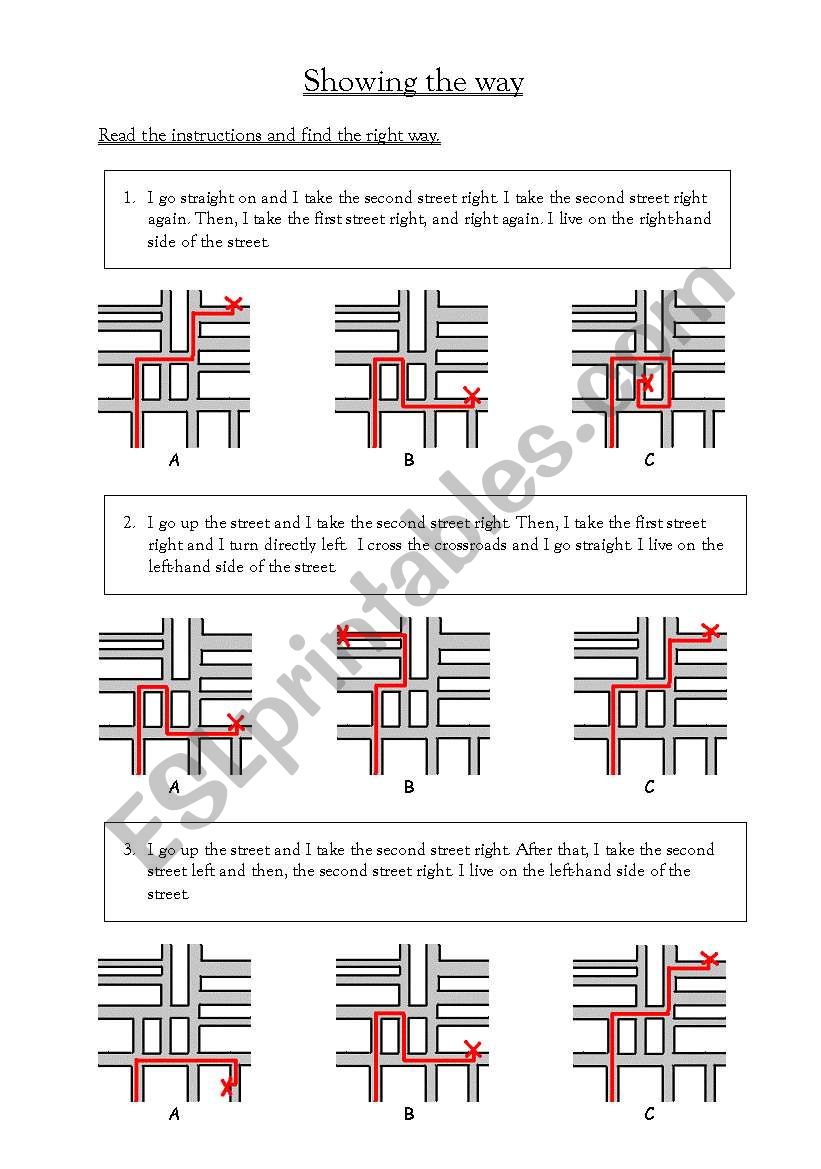 Showing the way worksheet