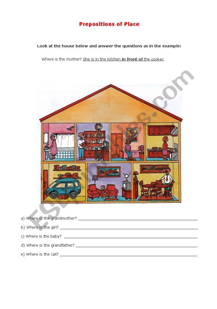 Prepositions of Place worksheet