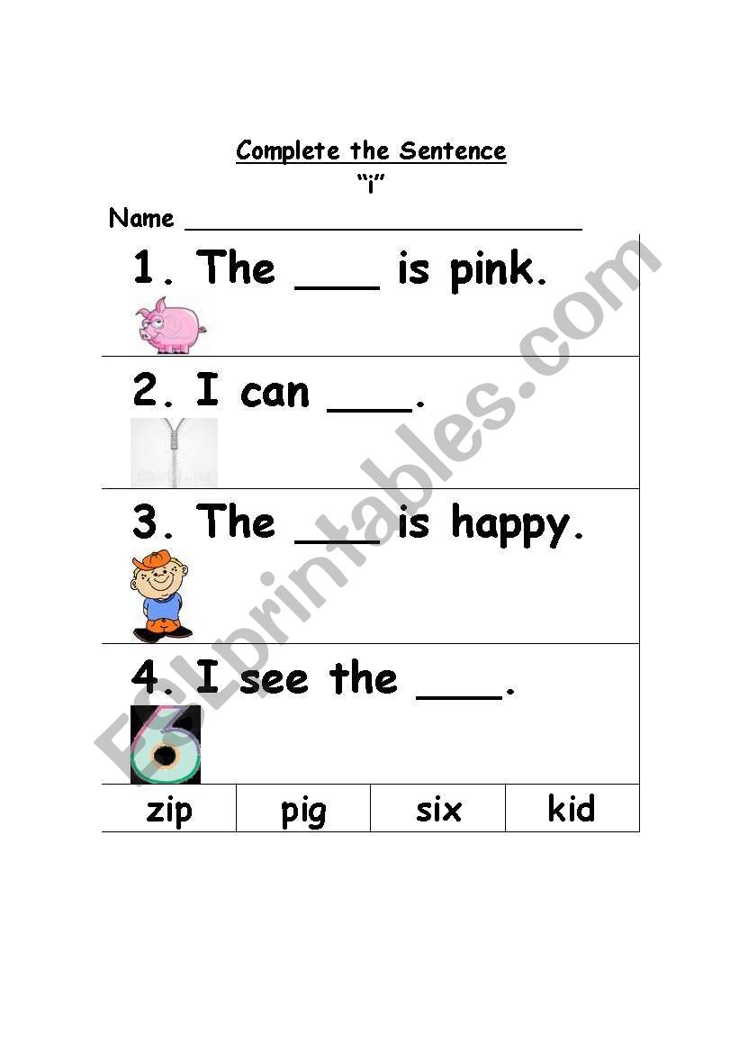 short i worksheet