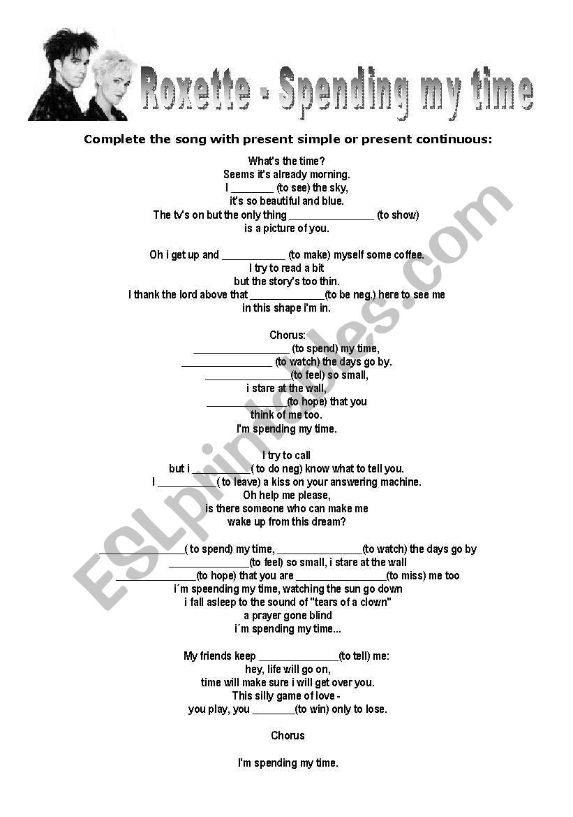 Spending my time - Roxette worksheet