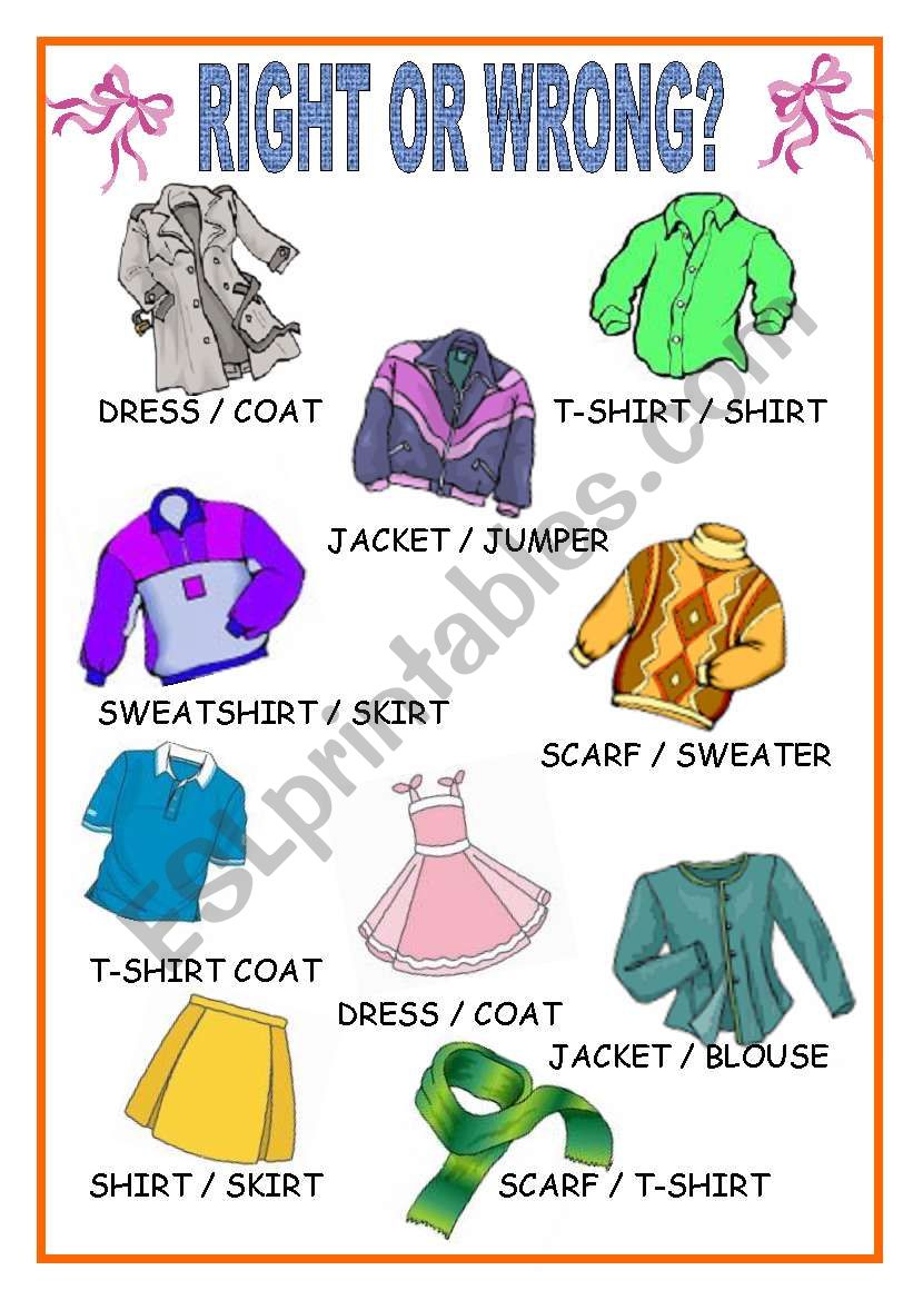 clothes worksheet