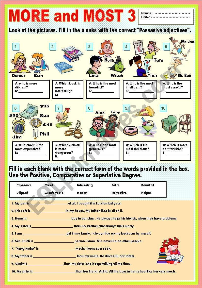 More and Most 3 (review) worksheet