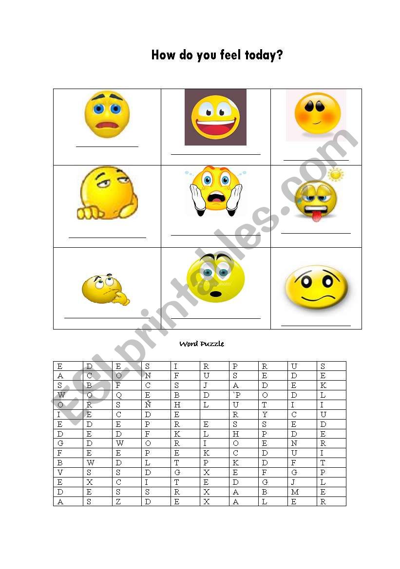  How do you feel today? worksheet