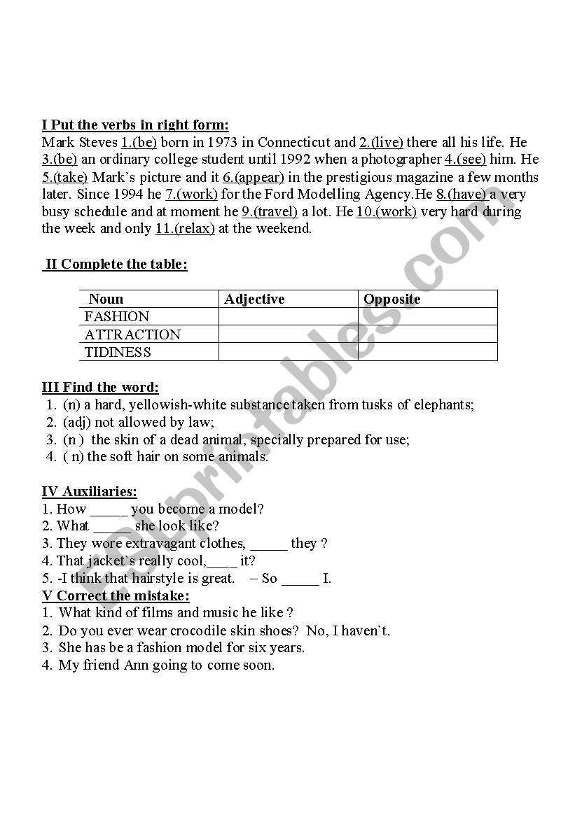 tenses worksheet