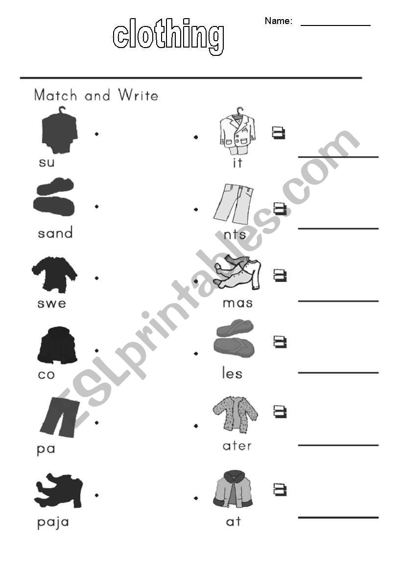 clothes2 worksheet