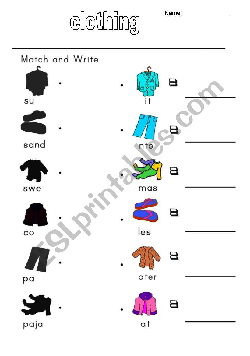 clothes 2b worksheet