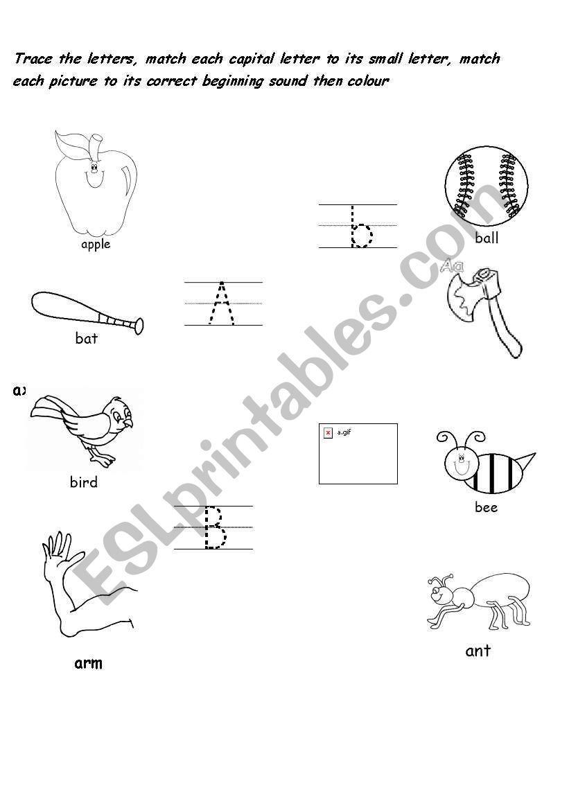exercise on letters a and b worksheet