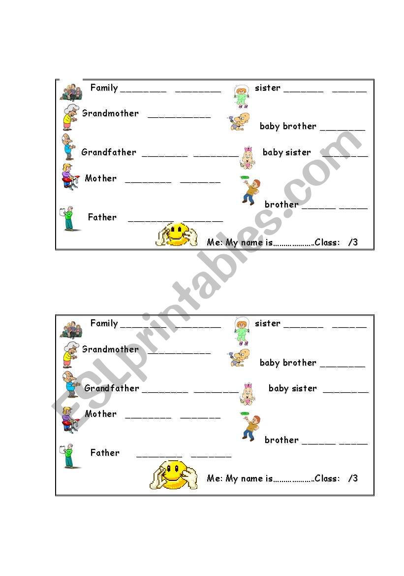 family worksheet