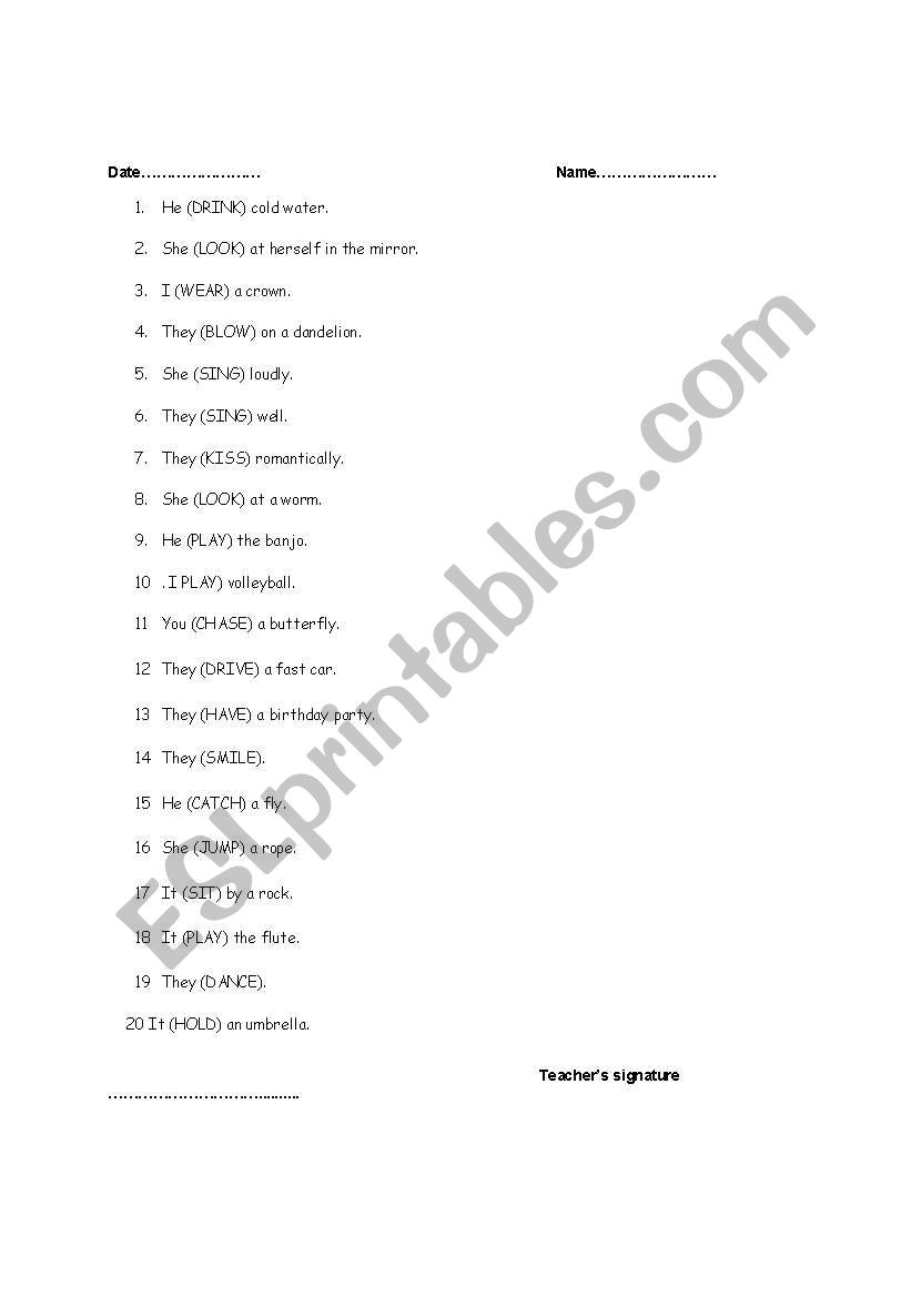Practice of Tenses worksheet
