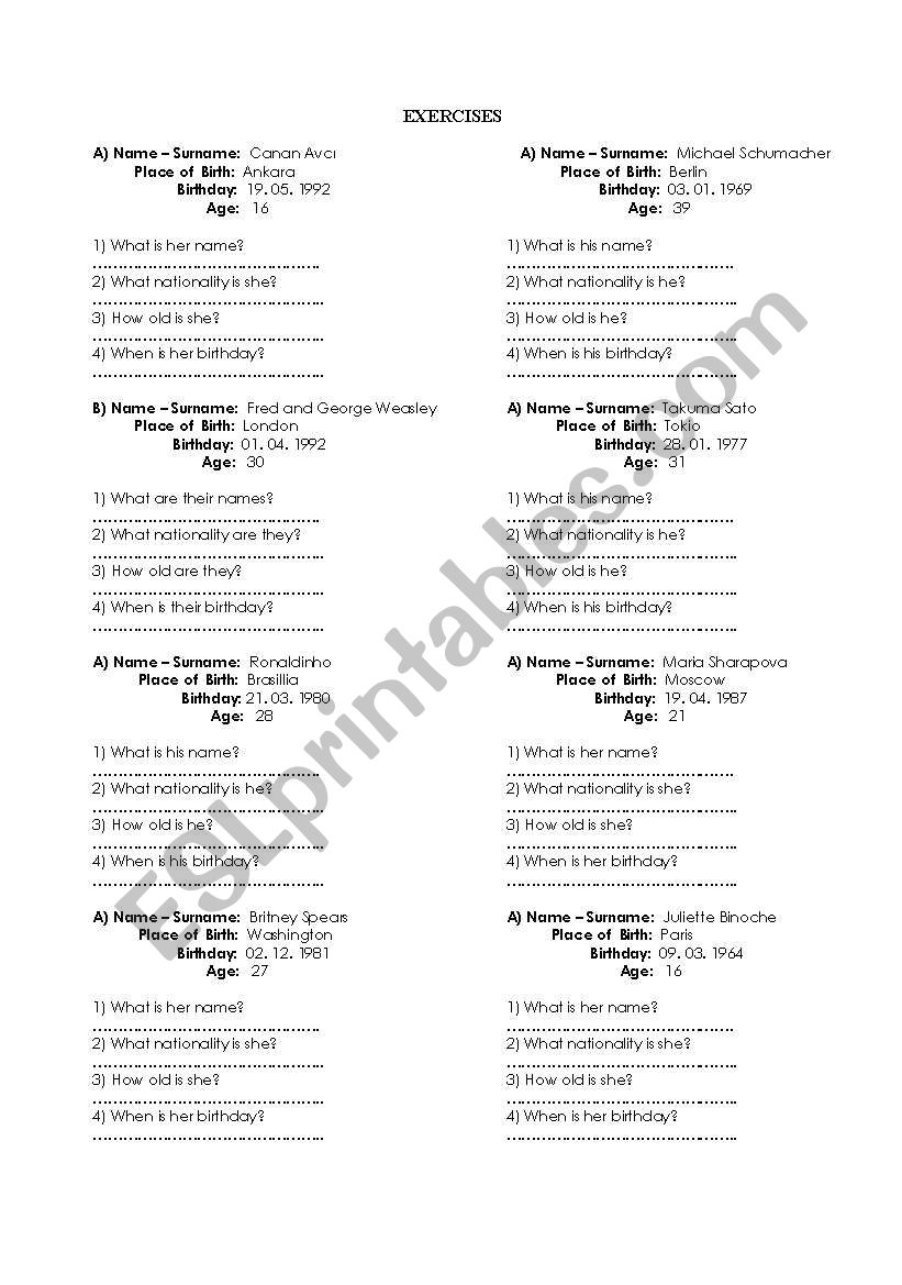 country nationality worksheet