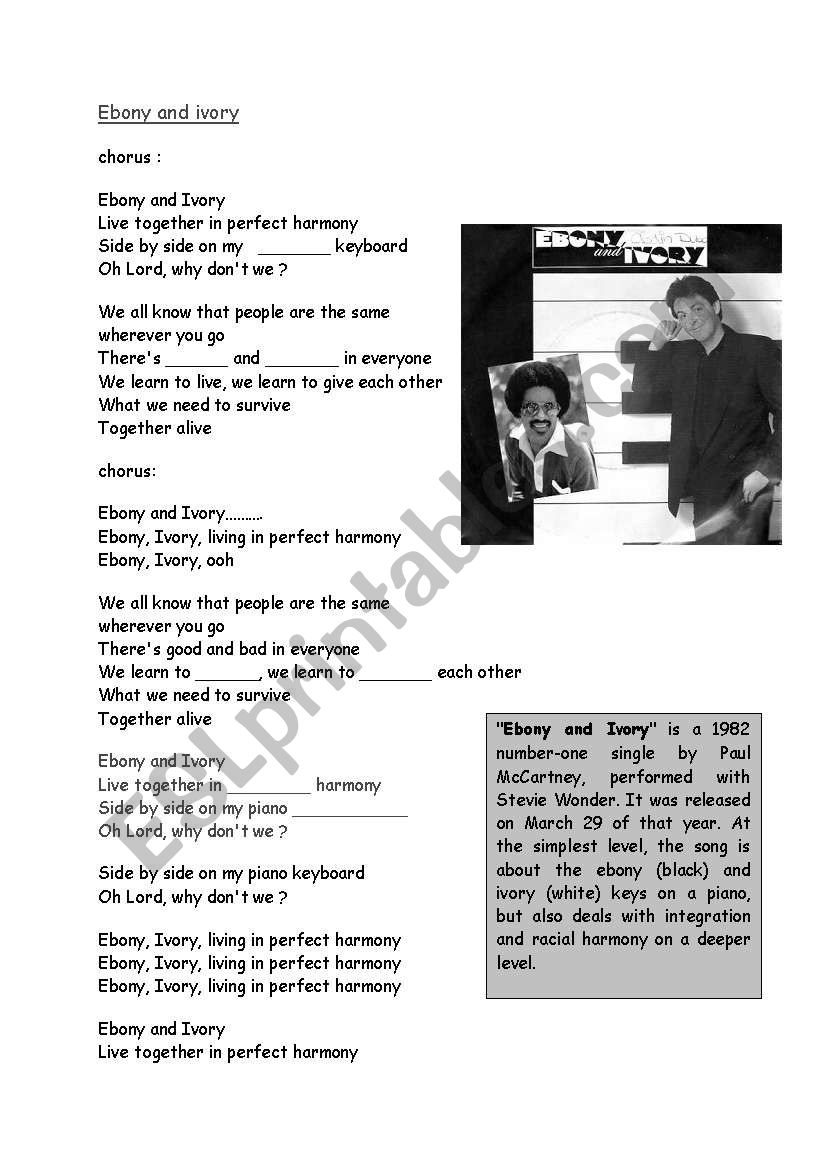 ebony and ivory worksheet