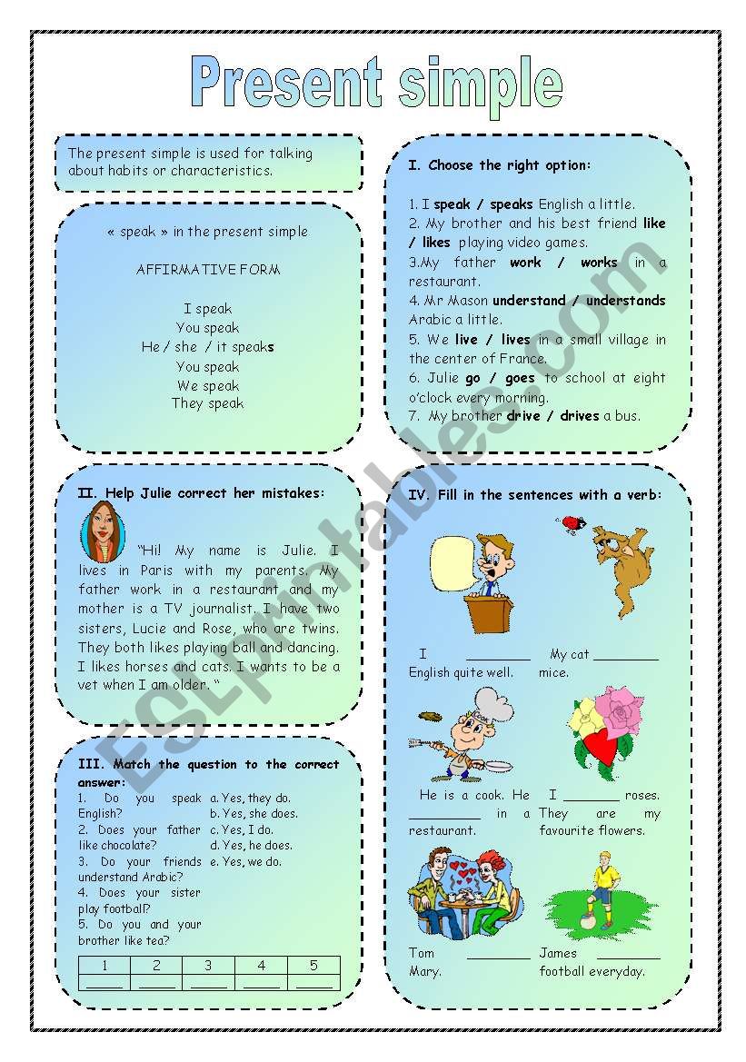 Present simple worksheet