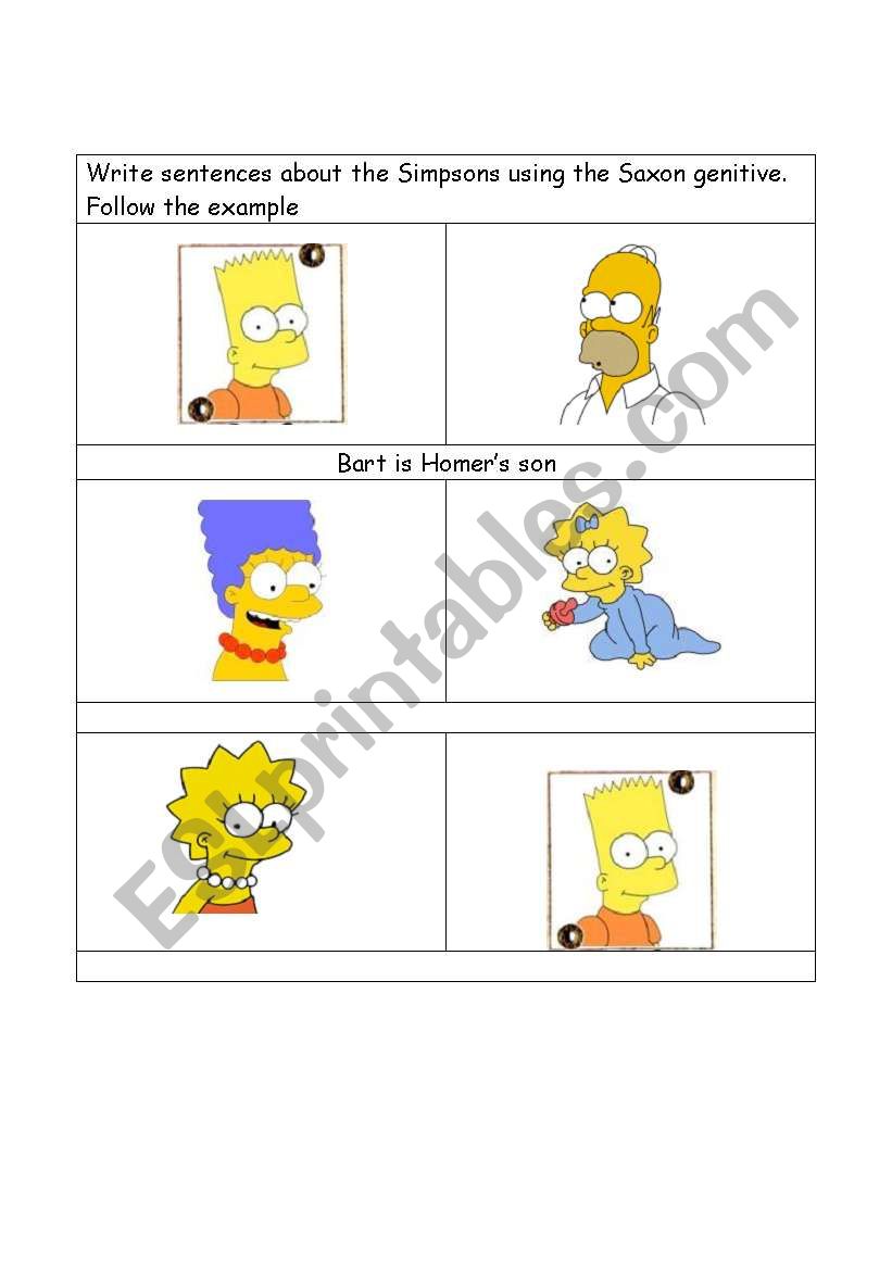 The Simpsons- Saxon genitive worksheet
