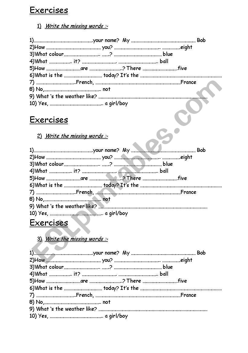 Easy exercises worksheet