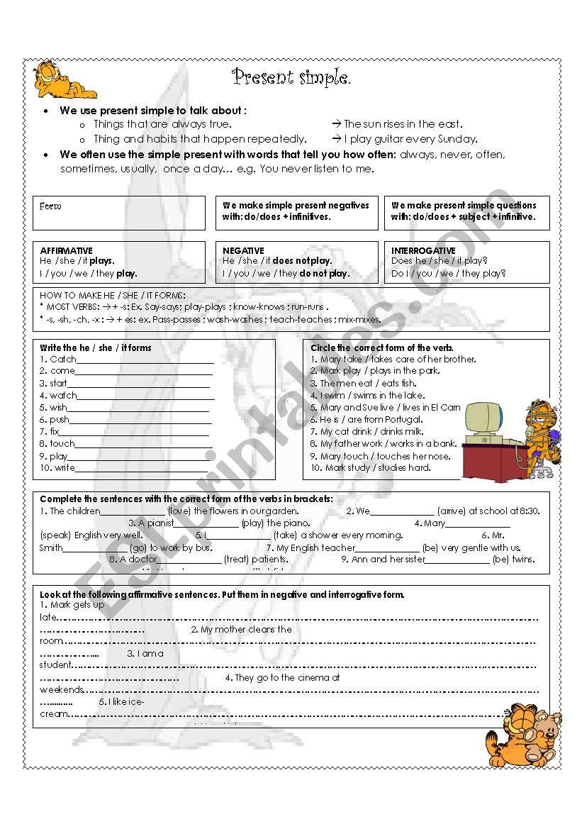 present simple worksheet