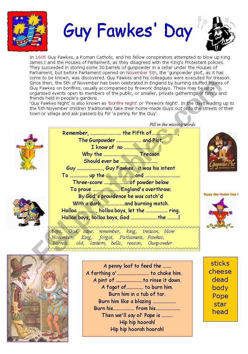 GUY FAWKES DAY worksheet