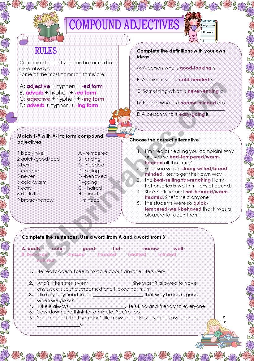 COMPOUND ADJECTIVES worksheet