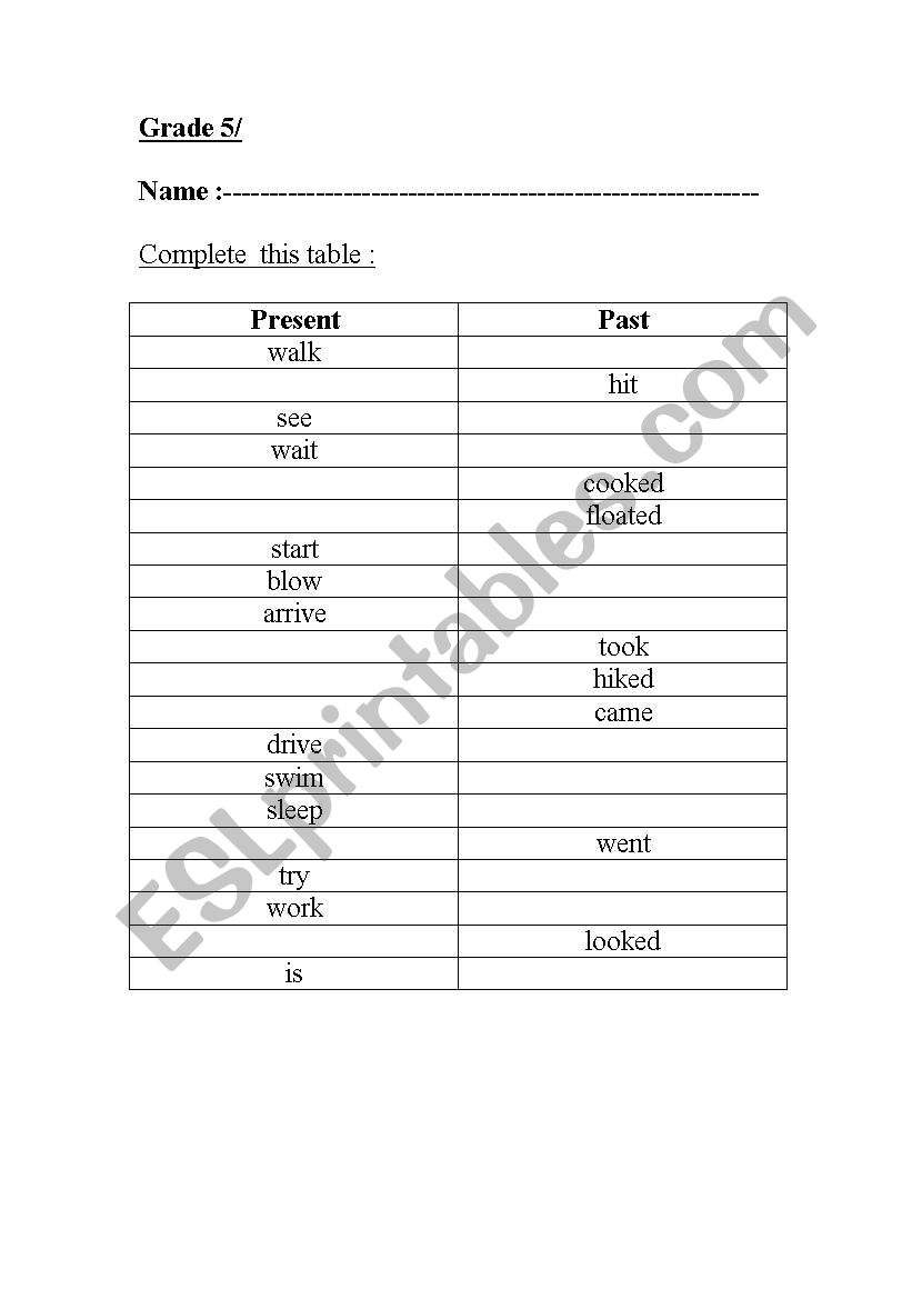 PAST AND PRESENT worksheet