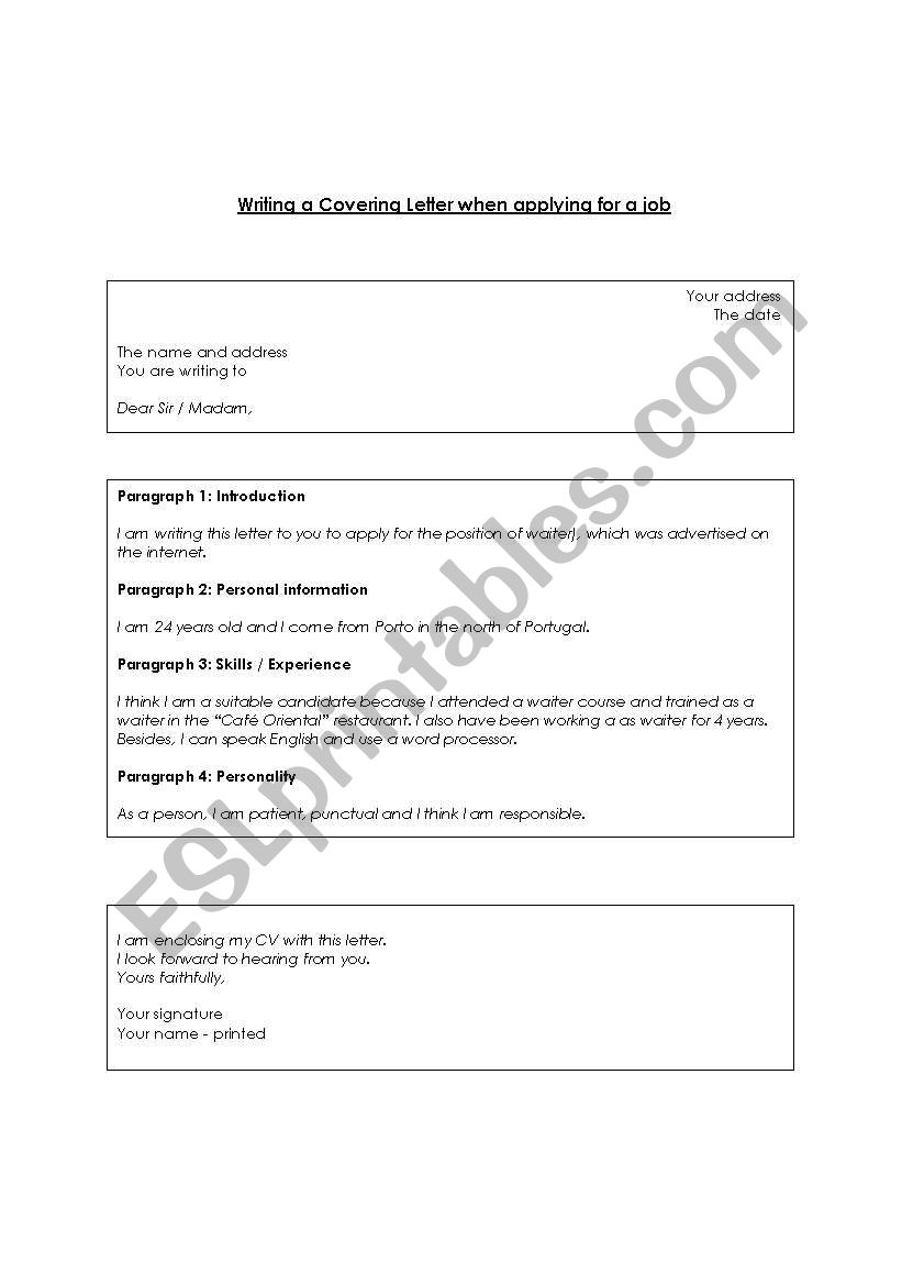 Applicatio letter and curriculum vitae