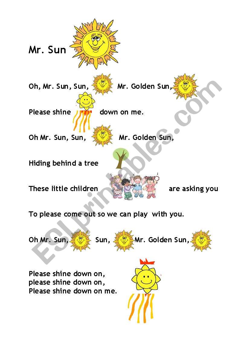 Mr. sun worksheet