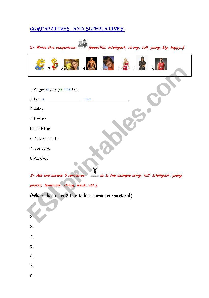 comparatives and superlatives worksheet