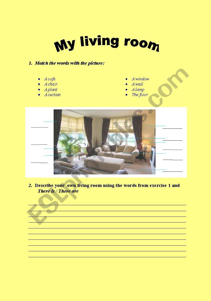 my living room worksheet