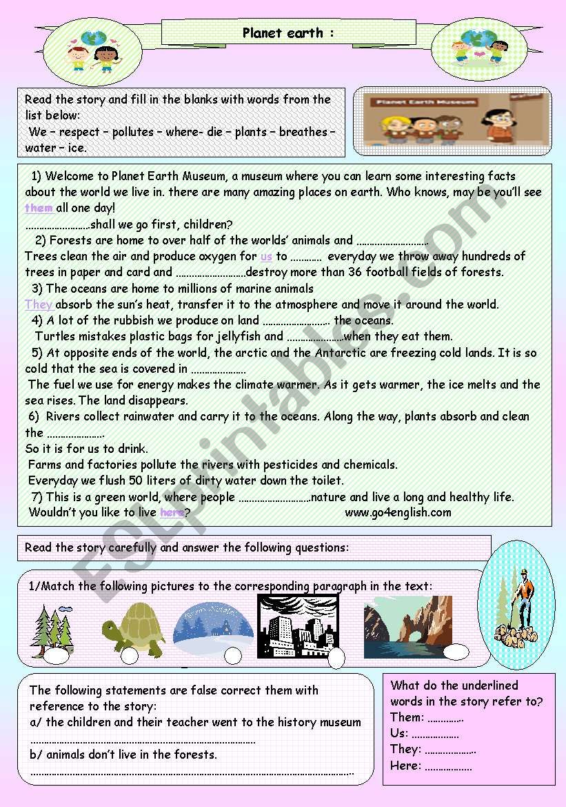 planet earth worksheet