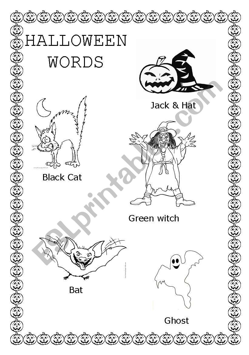 Halloween words worksheet