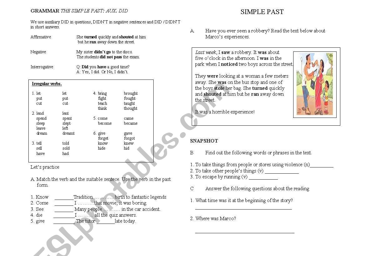 simple past worksheet