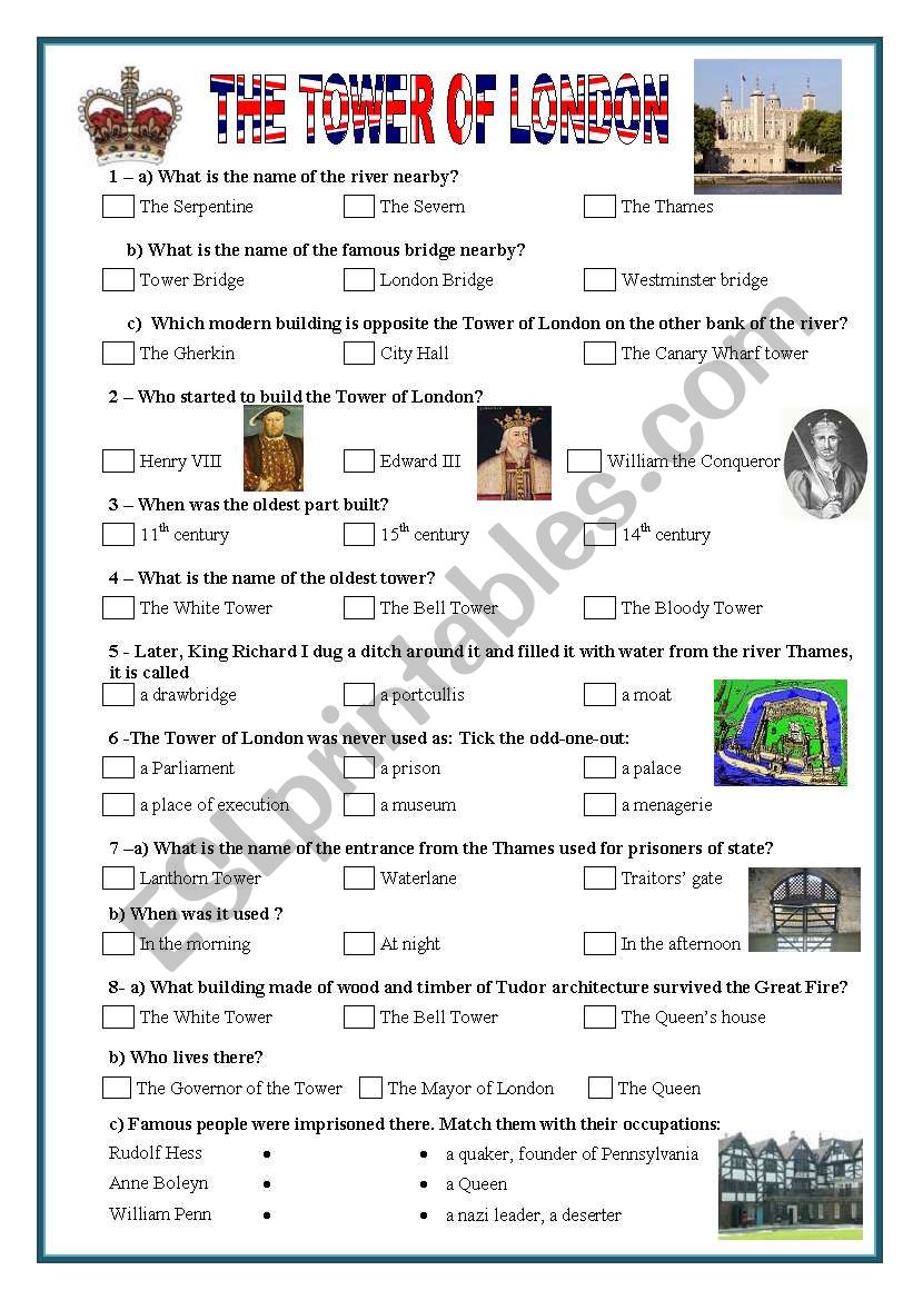 The Tower of London quiz (editable) 1/2