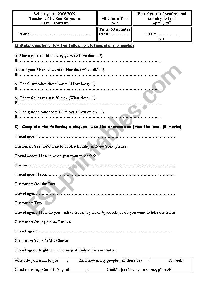 test part 1 worksheet