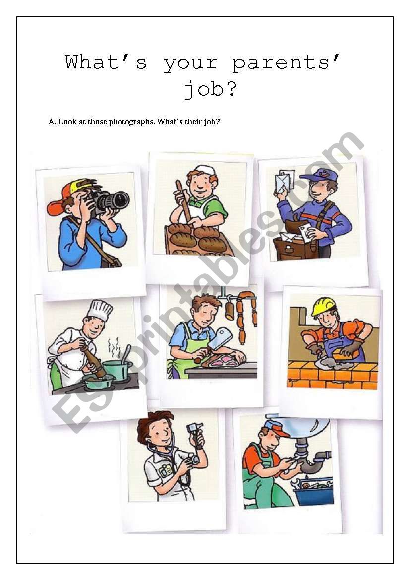 What´s your parent´s job? (3pages) ESL worksheet by barbie77