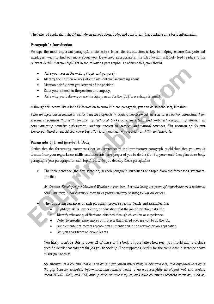 Letter of Application (theory)