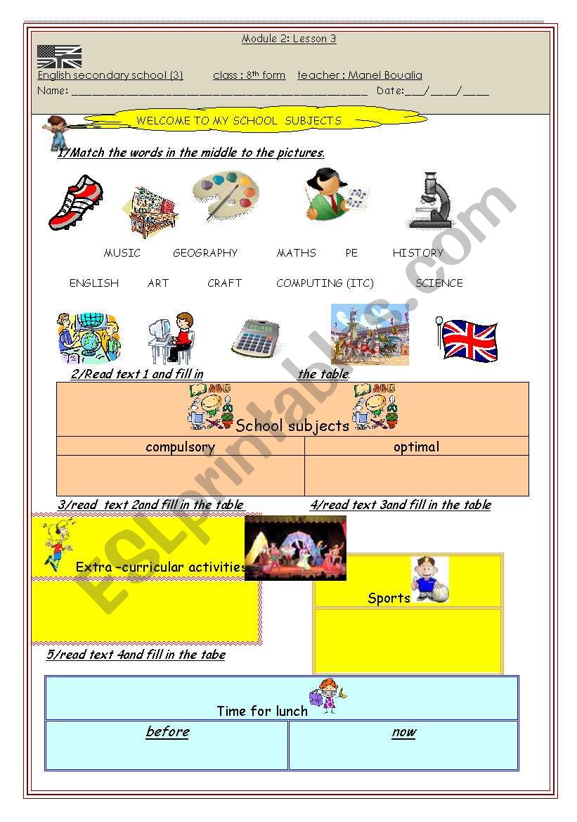 english school system worksheet