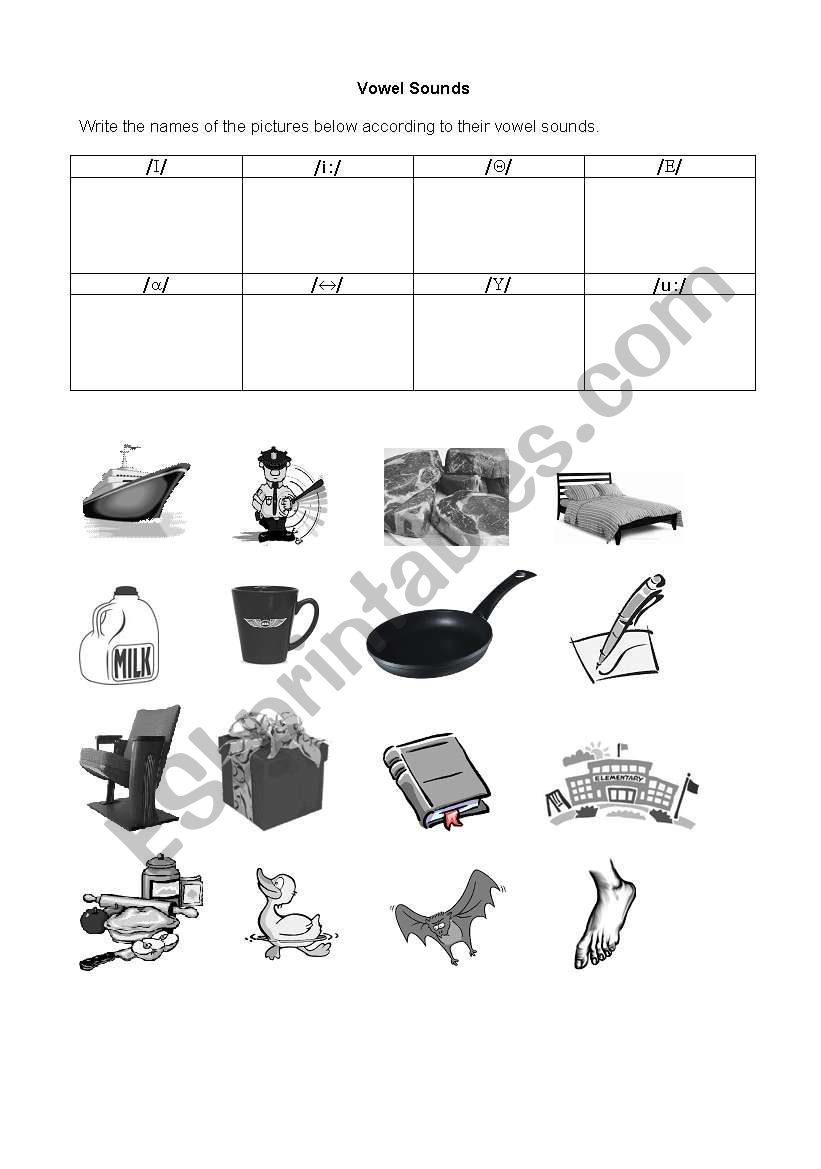 Practicing Vowel Sounds worksheet