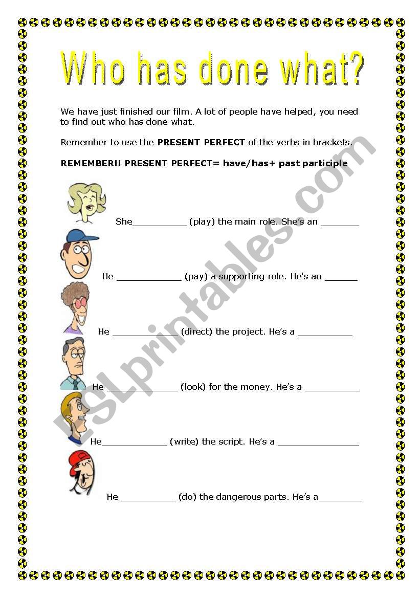 Present Perfect /Cinema Vocabulary (with key)