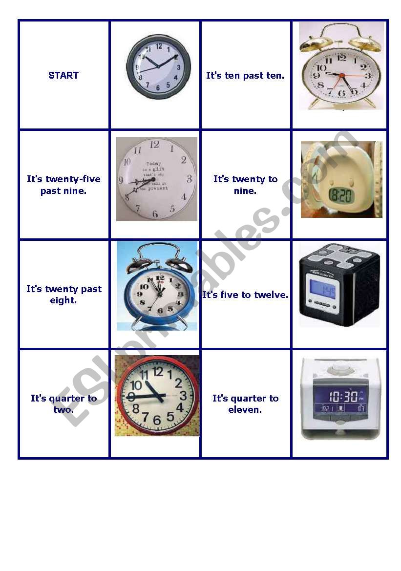 Telling the time dominoes worksheet