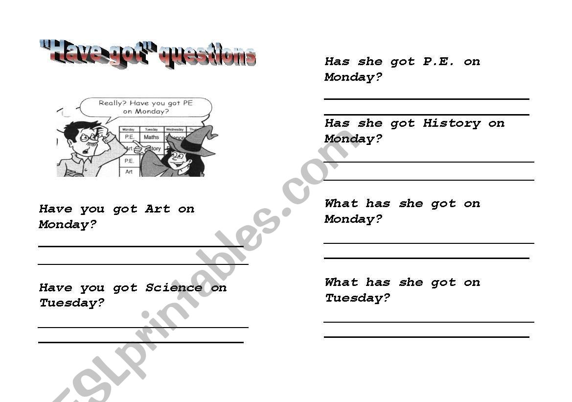 Have got (school subjects questions)