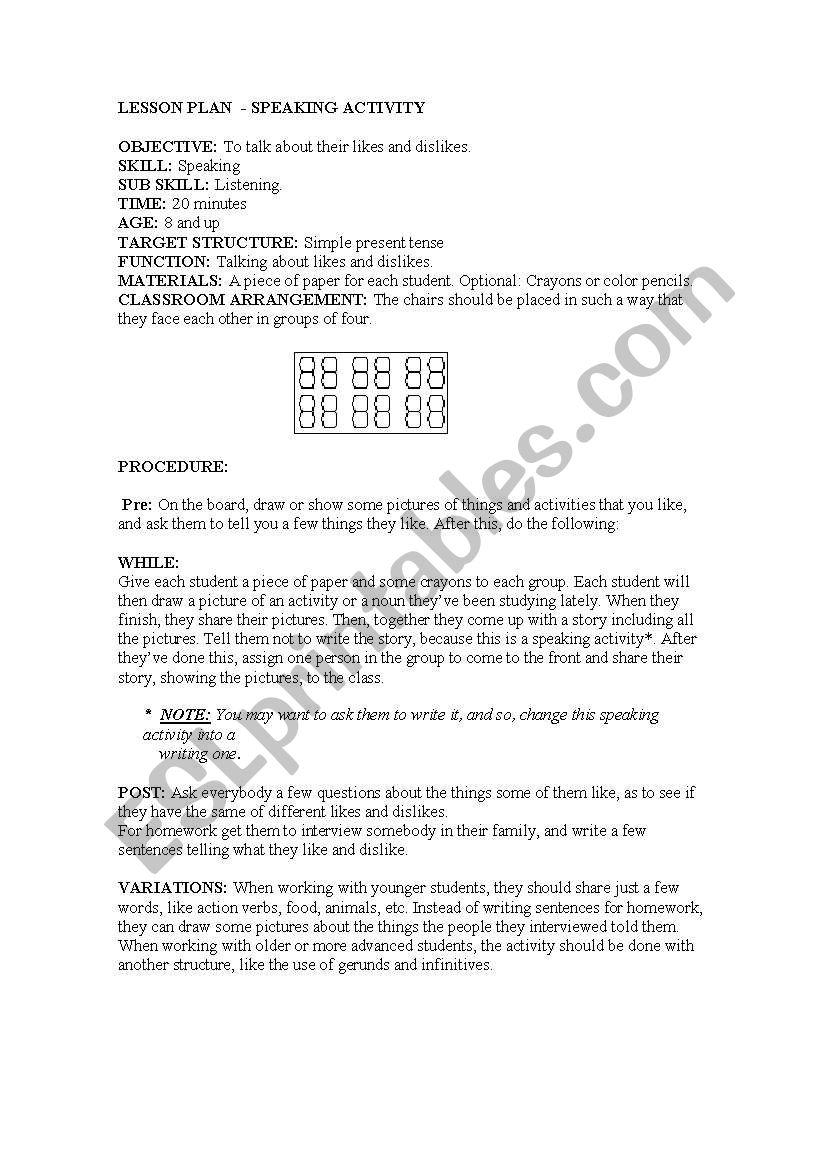 Reading and Speaking Lesson Plan
