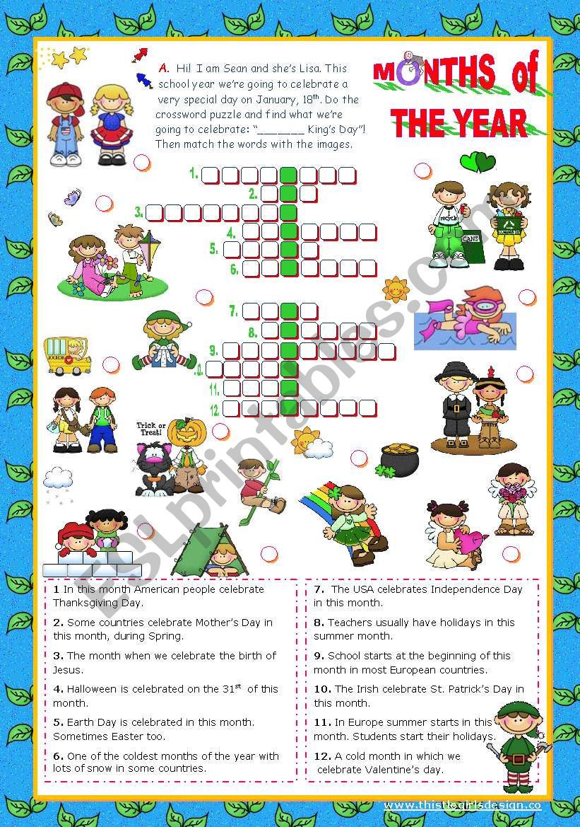 Months of the Year Set  (3)  - Crossword puzzle