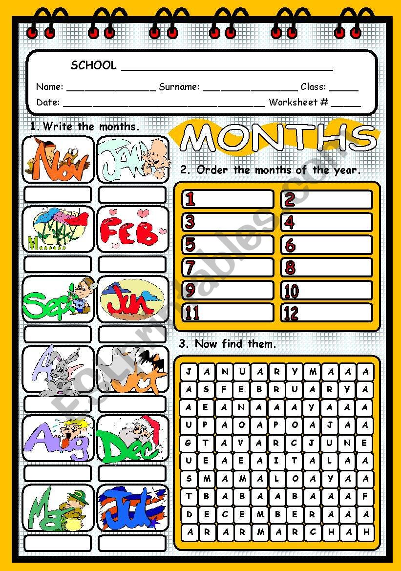 MONTHS OF THE YEAR worksheet