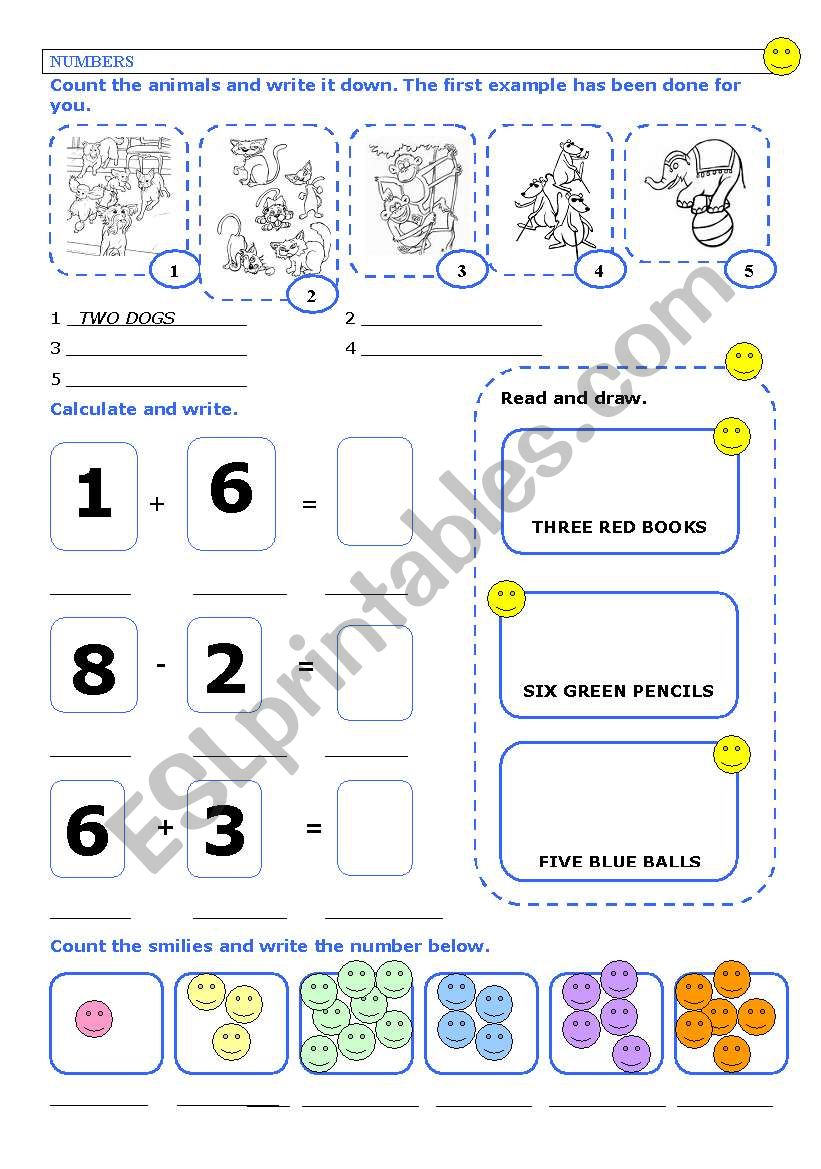 NUMBERS 1-10 worksheet