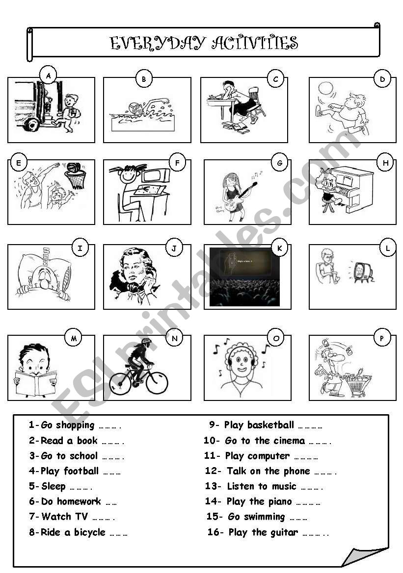 everyday activities worksheet