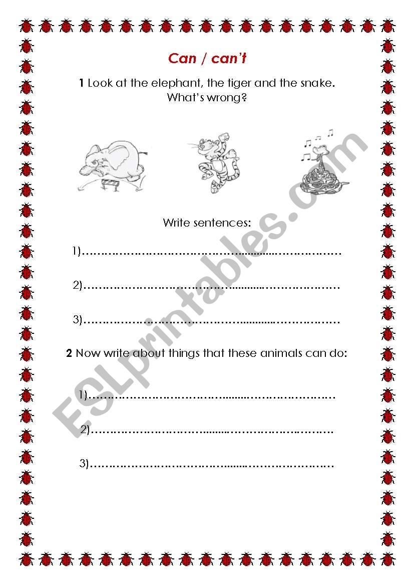Can/ cant worksheet