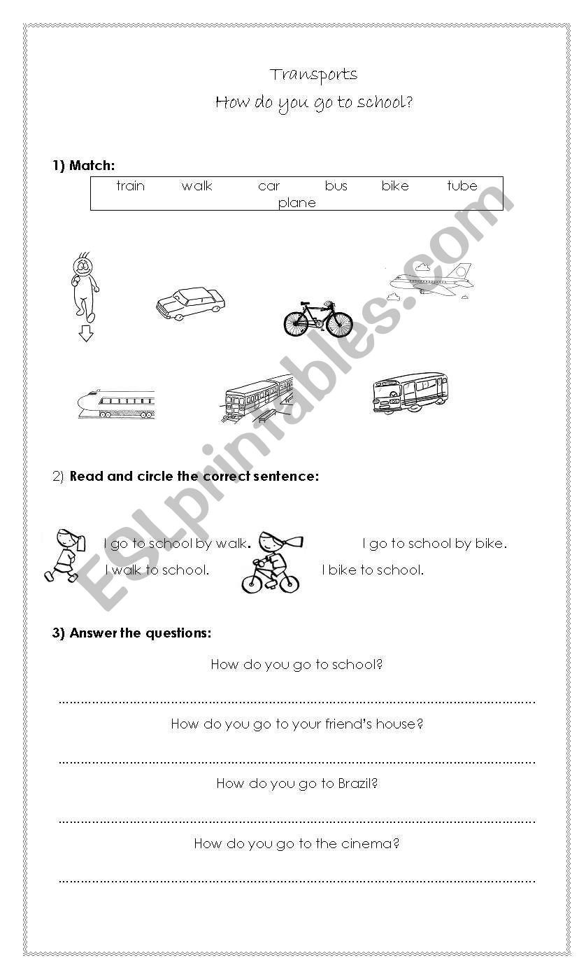 How do you go to school? worksheet